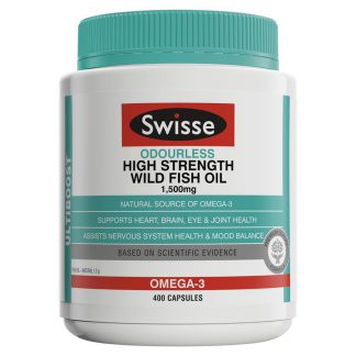 Swisse Ultiboost Odourless High Strength Wild Fish Oil Odourless 1500mg 400 Capsules