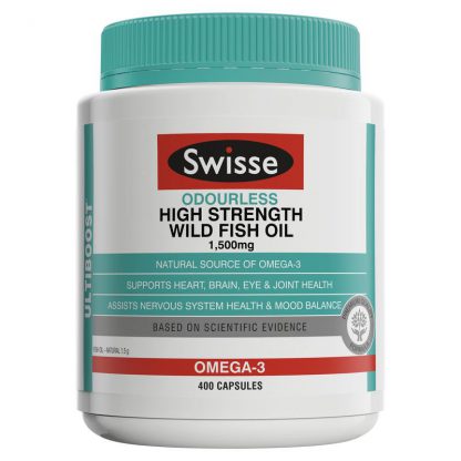 Swisse Ultiboost Odourless High Strength Wild Fish Oil Odourless 1500mg 400 Capsules