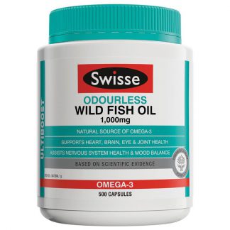 Swisse Ultiboost Odourless Wild Fish Oil 1000mg 500 Capsules Exclusive Size