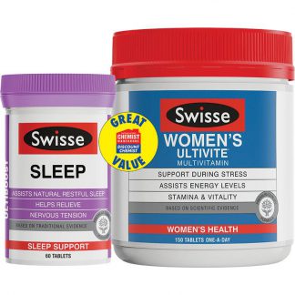 Swisse Womens Ultivite 150 Tablets Plus Swisse Ultiboost Sleep 60 Tablets Exclusive Size