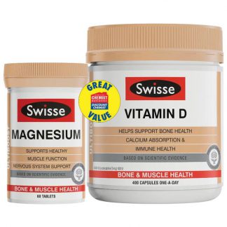 Swisse Ultiboost Vitamin D 400 Capsules   Magnesium 60 Tablets Exclusive Size
