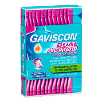 Gaviscon Liquid Dual Action 10ml 12 Sachets x 2盒 (Total  24 Sachets)